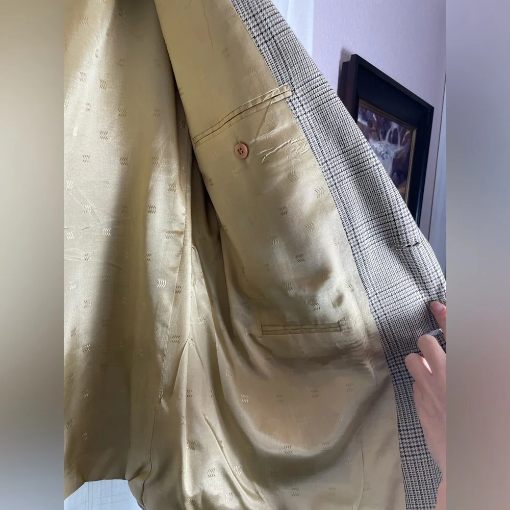 Vtg Wool Men’s Blazer Herringbone Robert Stock - Picture 9 of 15